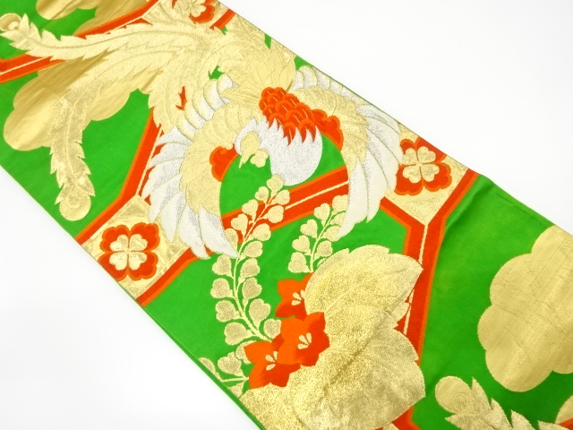 アンティーク　蜀江紋に鳳凰m織り出し袋帯（材料）